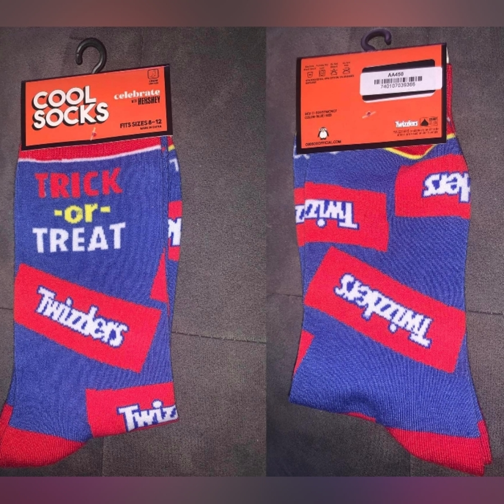 Cool Socks Celebrate Twizzlers  Hersey Halloween Men Crew Sock 8-12